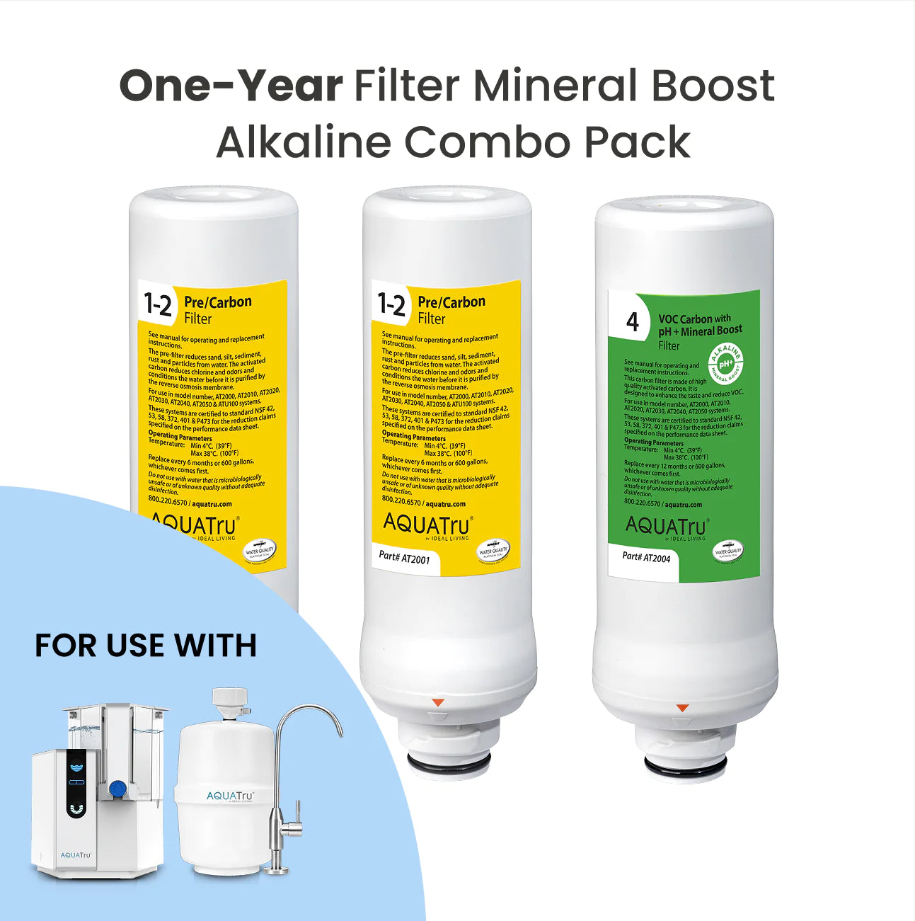 Classic One-Year Mineral Boost Alkaline Combo Filter Pack | AquaTru®